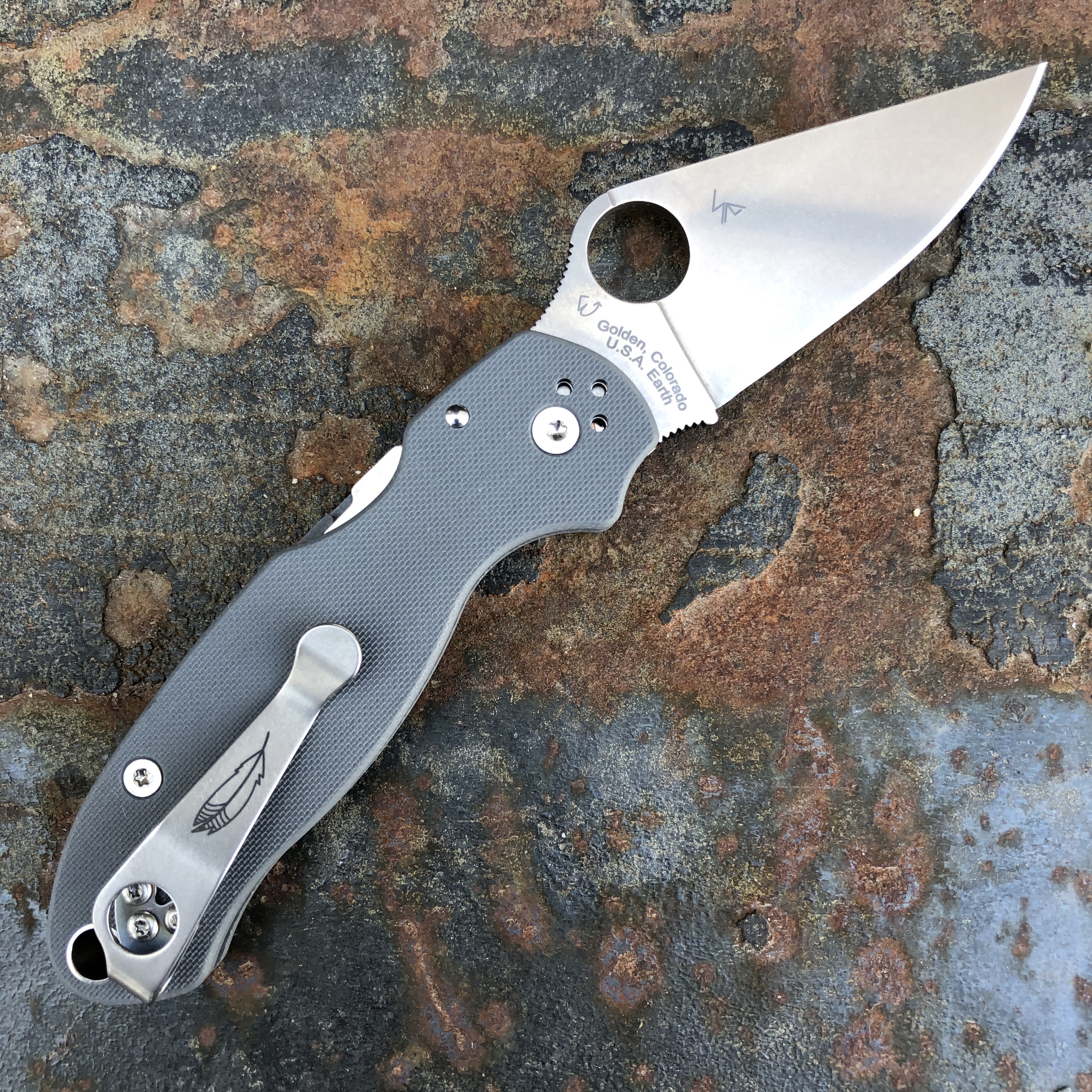 Spyderco Para 3 Gray G10 Scales Maxamet Blade Deep Carry